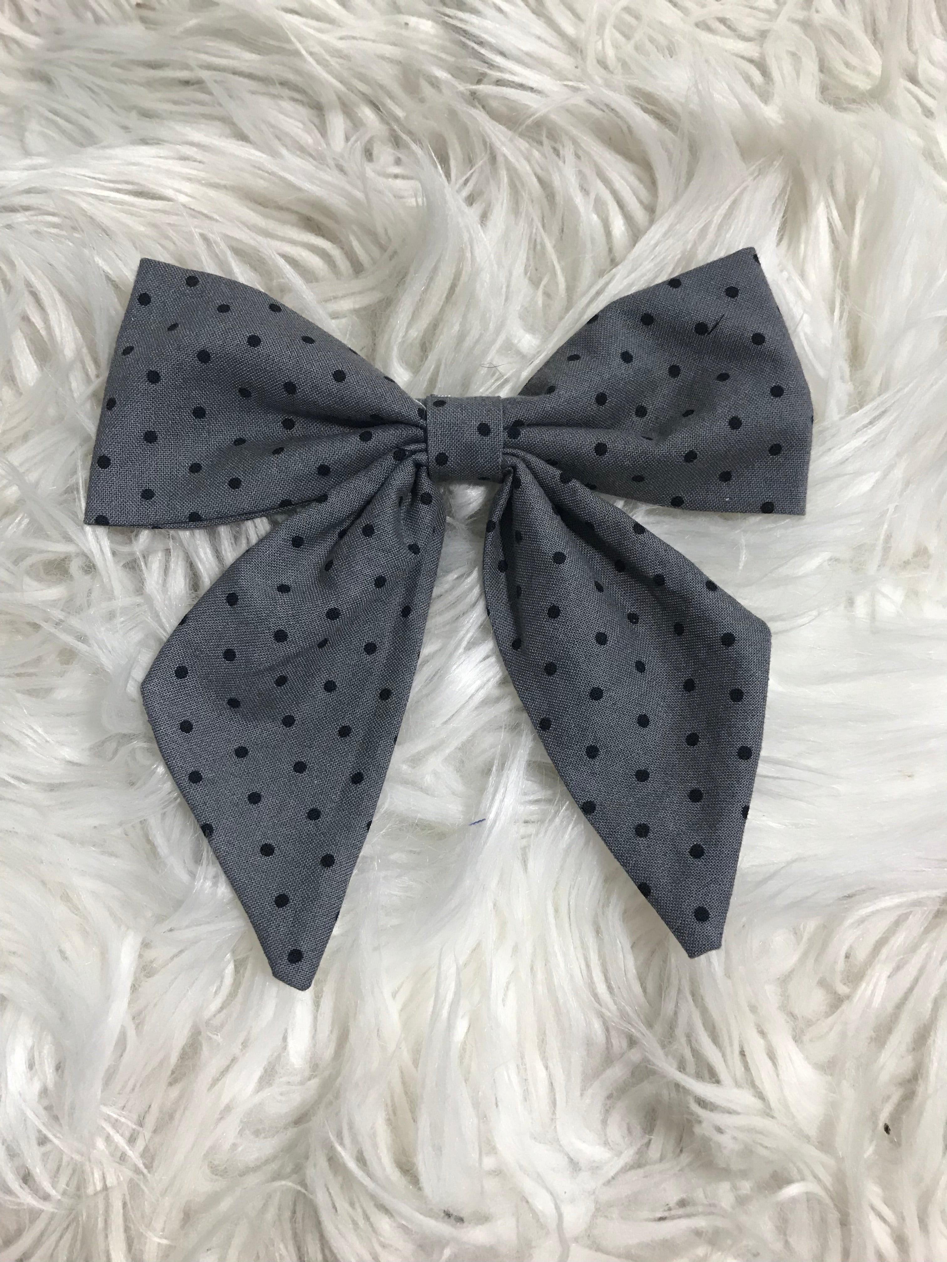 Gray Mini Dot- Grace Bow