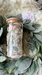 Floral  | 16oz Glass Can